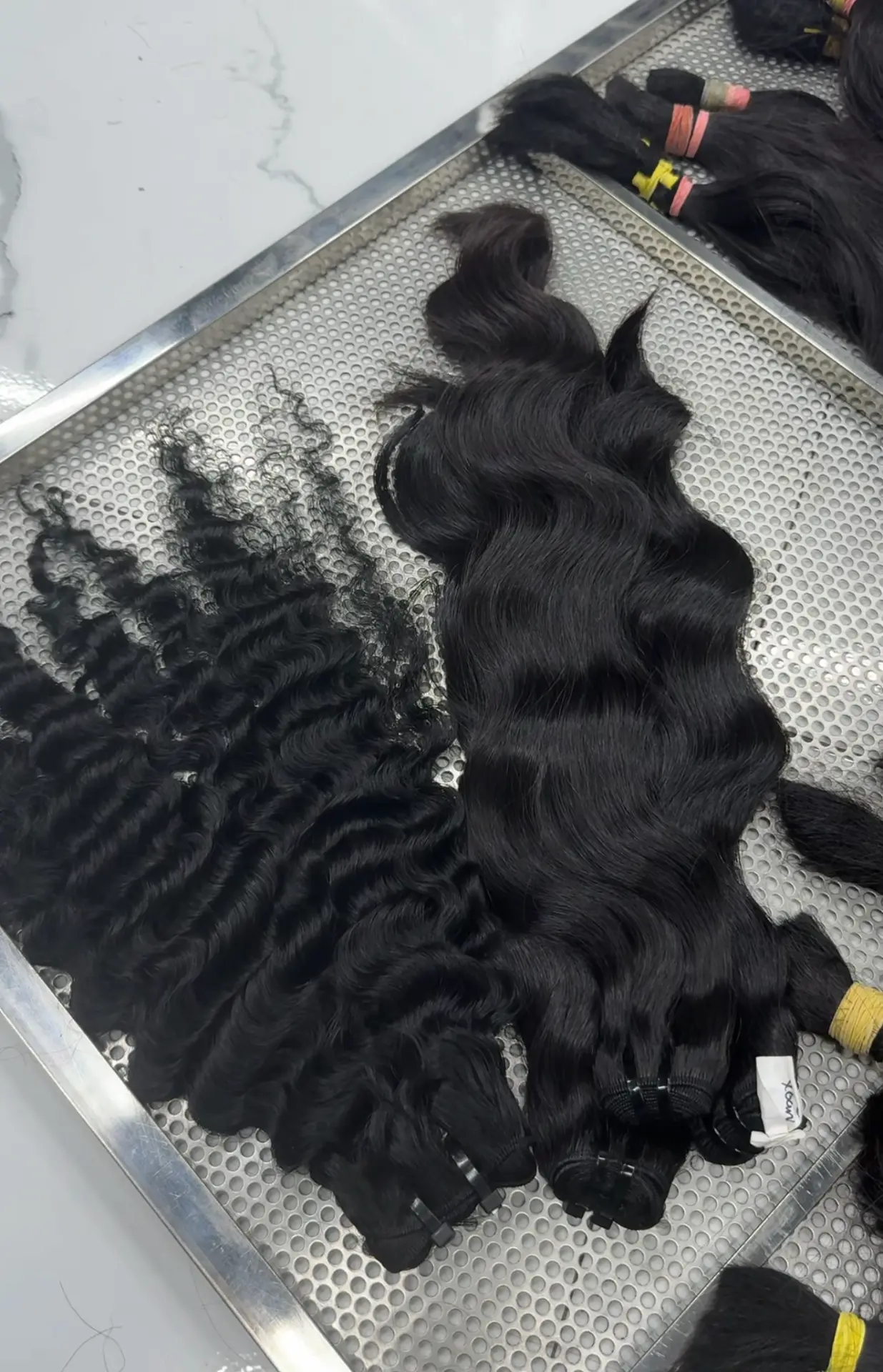 Raw bundles laid out for inspection